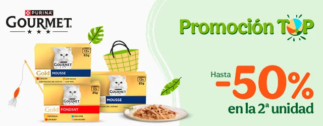 Gourmet: Hasta 50% dto en la 2ª unidad de comida húmeda para gatos.