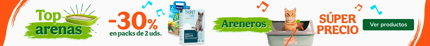 Hasta 30% dto en arenas y areneros con superprecio.