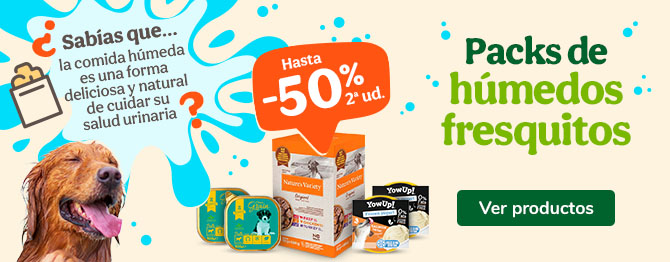 Húmedos: ¡Hasta un 50% de descuento en la 2ª unidad en packs para perros!