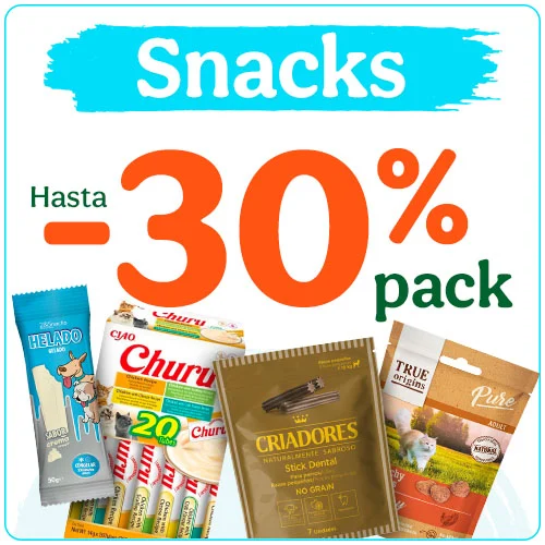 Hasta 50% dto en la 2ª unidad de snacks para tu peludo.