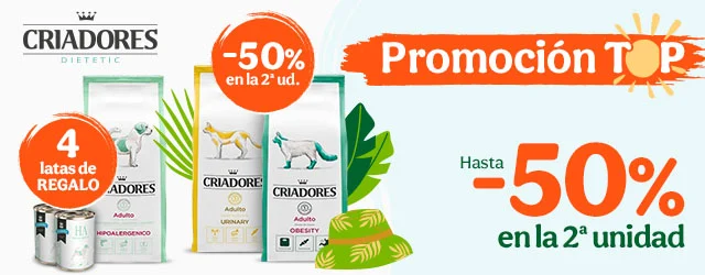 Criadores: Pienso veterinario para perros con regalo de comida húmeda y 50% dto en la 2ª unidad de pienso veterinario para gatos.