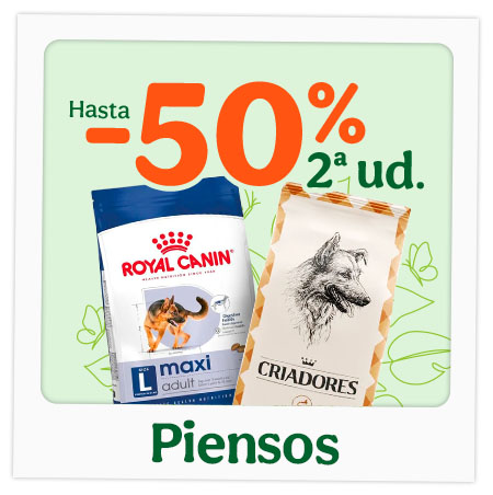 Hasta 50% dto en la 2ª ud de pienso para perro.