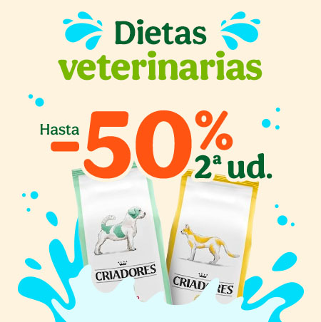 Dietas veterinarias mixtas: Hasta 50% de descuento en la segunda unidad de dietas veterinarias para perros y gatos.