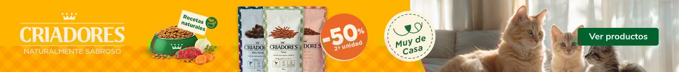 Criadores: 50% dto en la 2ª unidad de snacks para gatos.