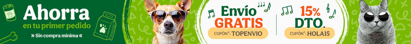 -15% dto en tu primer pedido y envío GRATIS con los cupones HOLA15 y TOPENVIO
