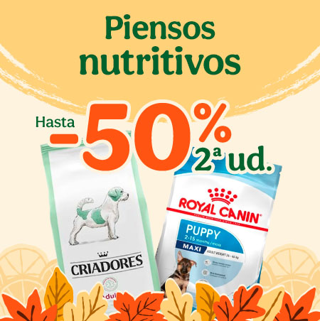 Hasta 50% dto en la 2ª unidad de piensos para tu perro.