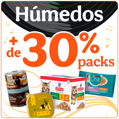 Más del 30% dto en packs húmedos.