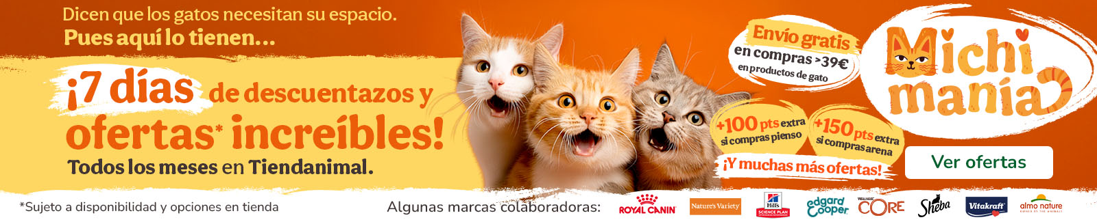 ¡MICHIMANIA! Envío gratis y puntos extra en pedidos >39€ en una selección de productos para gato.