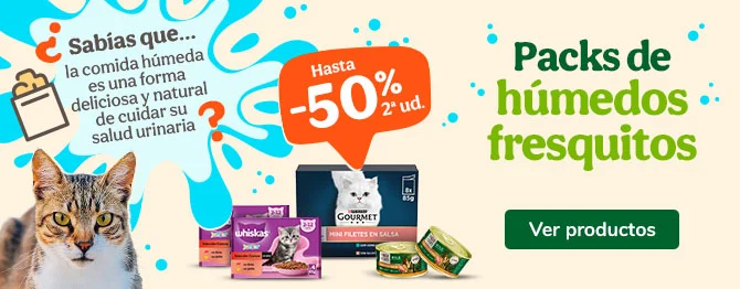 ¡2ª unidad con hasta el 50% de descuento en selección de húmedos para tu gato!