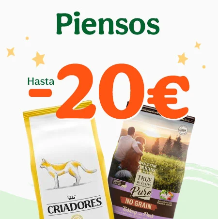 ¡Ahorra hasta 20€ en pienso para perro y gato!