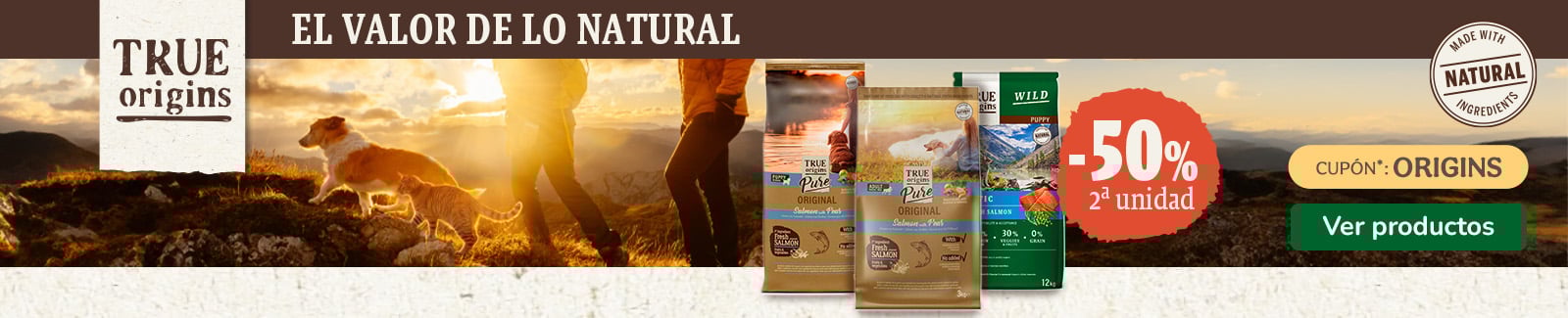 True Origins Pure y Wild: Hasta 50% de descuento en la 2ª unidad de pienso para perro.