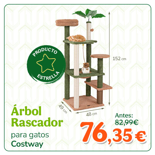 COSTWAY Árbol Rascador con Hamaca y Postes de Sisal para Gatos
