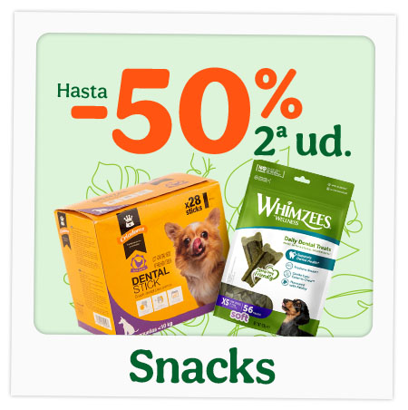 Hasta 50% dto en la 2ª ud de snacks para perros.
