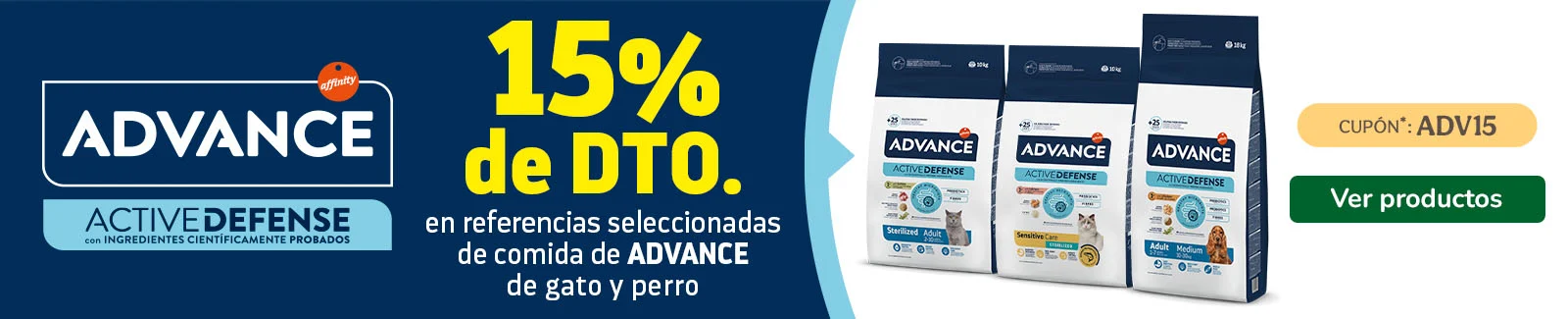 Advance: 15% dto en piensos para tu peludo.