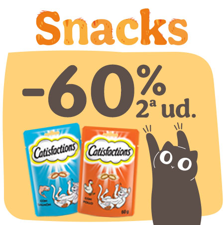 60% dto en la 2ª unidad de snacks para gato.