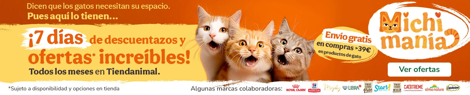 &iexcl;MICHIMANIA! Env&iacute;o gratis en pedidos >39&euro; en una selecci&oacute;n de productos para gato.