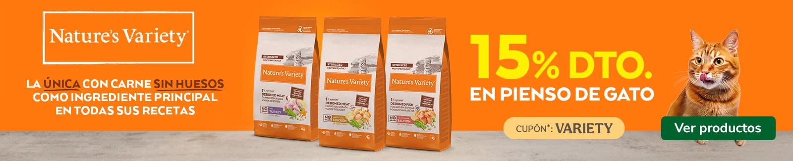 Natures Variety Grain Free: 15% dto en pienso para gatos.