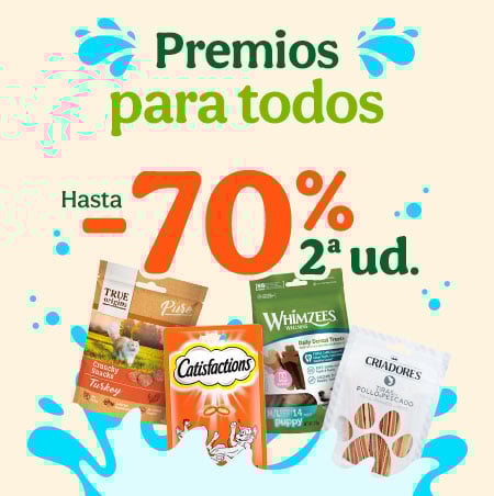 Premios para todos: Hasta 70% de descuento en la segunda unidad de chuches para mascotas.