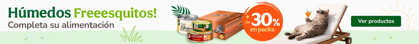  +30% dto en packs de comida húmeda para gatos.
