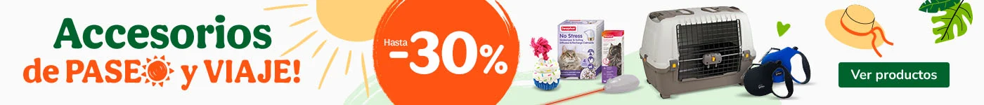Hasta 30% dto en accesorios de paseo y viaje para tu peludo.