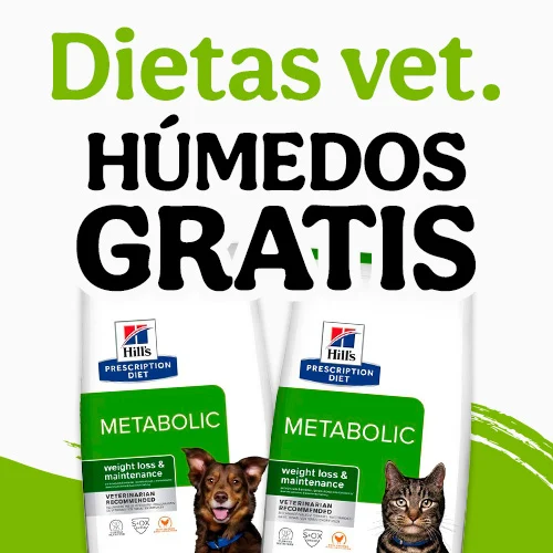 Llévate comida húmeda gratis por la compra de pienso veterinario para tu peludo.