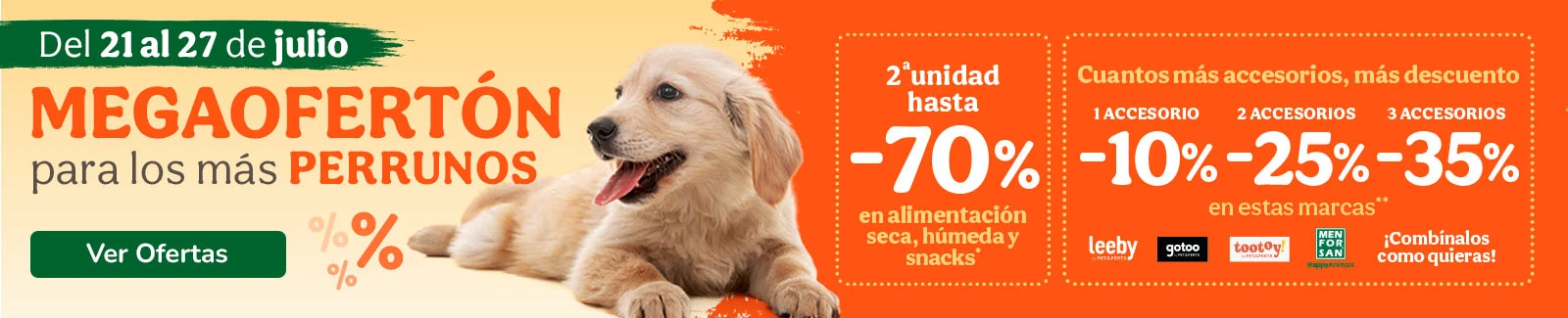Semana del perro: Hasta 70% en la 2&ordf; ud pienso y hasta 35% dto en accesorios.