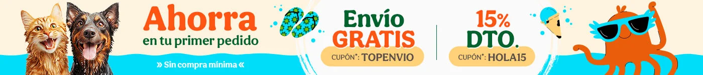 -15% dto en tu primer pedido y envío GRATIS con los cupones HOLA15 y TOPENVIO