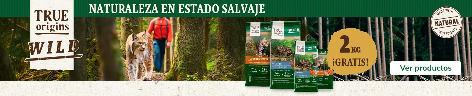 True Origins Wild: ¡Llévate 2kg gratis en piensos seleccionados para tu gato!