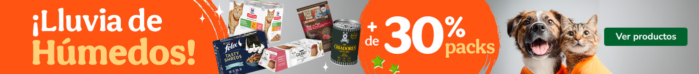 +30% dto en packs de comida húmeda para gato.