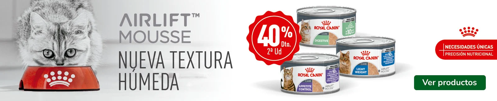 Royal Canin Airlift: 40% dto en la 2&ordf; unidad de comida h&uacute;meda.