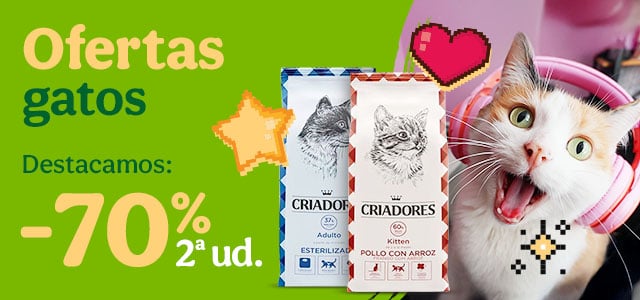 Criadores: 70% de descuento en la 2ª unidad de pienso para gato.