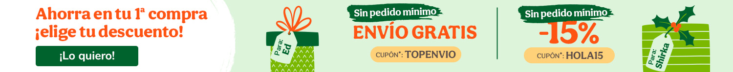 -15% dto en tu primer pedido con el cupón TOPENVIO o recibe tu pedido gratis con el cupón TOPENVIO