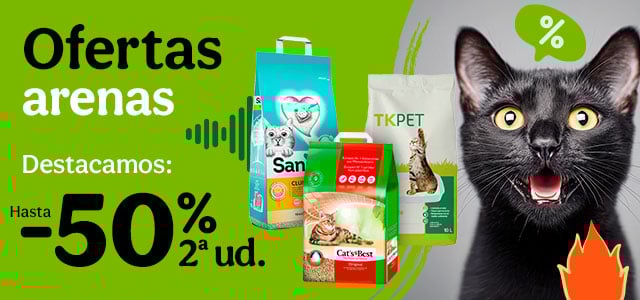 Hasta 50% dto en la 2.ª unidad de arenas para tu gato.