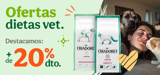 +20% dto en dietas veterinarias para tu peludo.