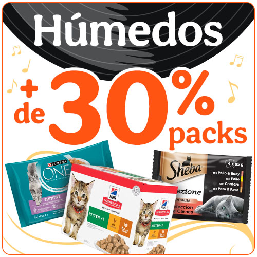 +30% dto en packs de comida húmeda para gatos.