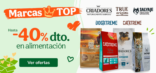Hasta 40% dto en marcas seleccionadas para tu peludo.