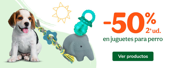2.ª unidad al 50% dto. en juguetes para perro.