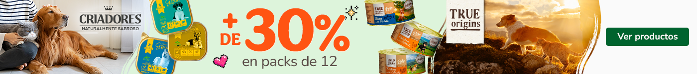 Criadores y True Origins Pure: Más de 30% de descuento en pack de 12 unidades de comida húmeda para perro.