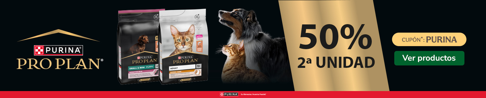 Pro Plan: 50% dto en la 2&ordf; unidad de pienso para tu peludo.