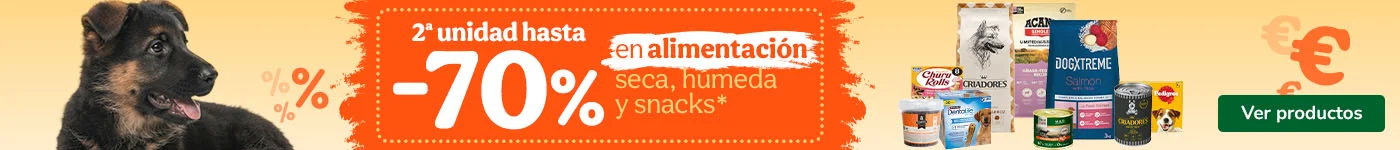 Hasta -70% en la 2ª ud de alimentación para perros.