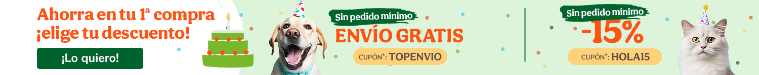 -15% dto en tu primer pedido con el cupón TOPENVIO o recibe tu pedido gratis con el cupón TOPENVIO