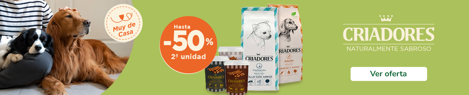 Criadores: Hasta 50% de descuento en la 2ª unidad de snacks y pienso para perro.