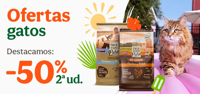 True Origins Pure: 50% dto en la 2ª unidad de pienso y 25% dto en packs de comida húmeda para gatos.