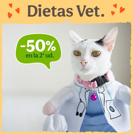 Criadores Dietas: 50% dto en la 2ª unidad de pienso y 40% dto en la 2ª unidad de comida húmeda para gatos.