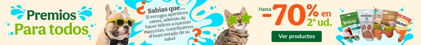 Premios para todos: Hasta 70% de descuento en la segunda unidad de chuches para mascotas.