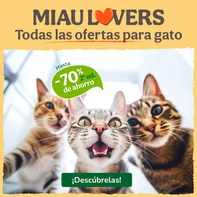 Hasta 70% descuento en la 2ª unidad en una amplia selección de productos para tu gato.