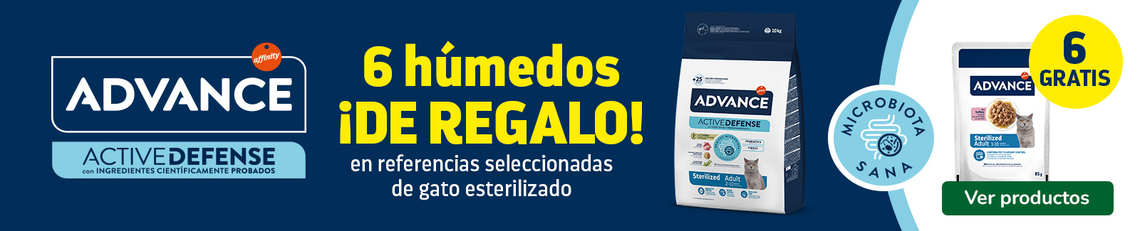 Compra Advance para gato esterilizado y llévate 6 húmedos ¡GRATIS!