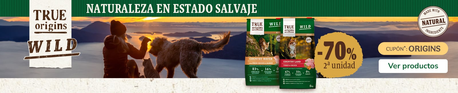 True Origins Wild: 70% de descuento en la 2ª unidad de pienso para gato.