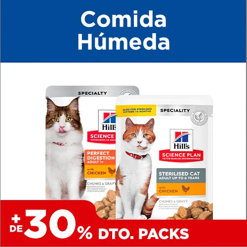 +30% dto en packs de comida húmeda para gatos.