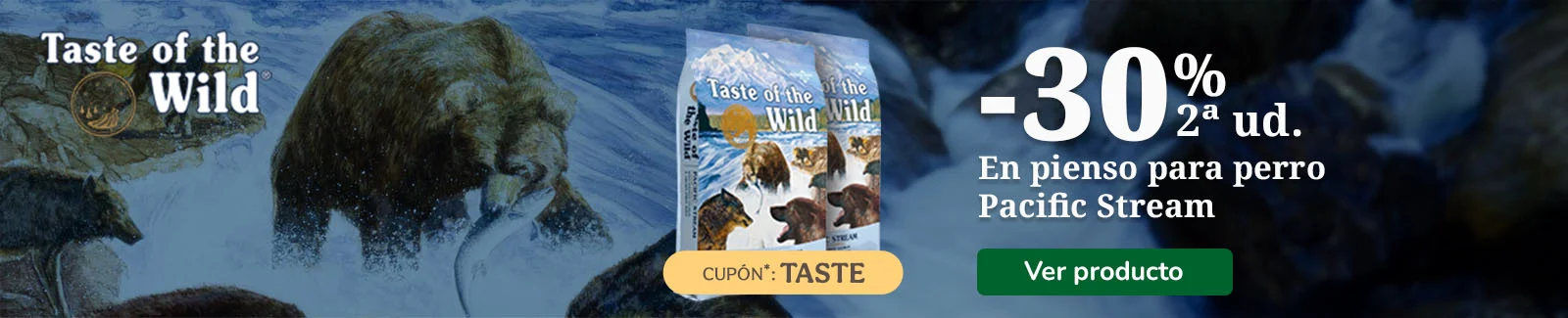 Taste of the Wild: 30% dto en la 2.ª unidad en pienso seleccionado para tu perro.